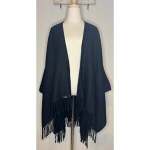 Capelli New York Black Glitter Tassel Cape Poncho